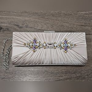 🆕️ Elegant Evening Clutch Lulu Townsend With Chain Silver Accents And Stones